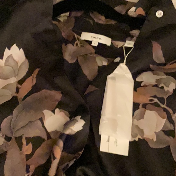 Vince lisianthus TIE - FRONT FLORAL-PRINT MIDI SHIRT DRESS SIZE LARGE brand new - Picture 6 of 8